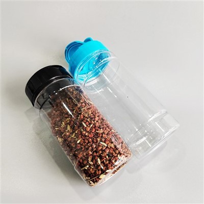 Siniset muoviset kirkkaat maustepurkit, joissa on kaksoisläppäkorkki 16 unssia