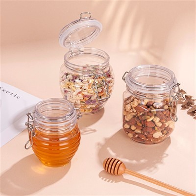 Muovipurkit, joissa on kiinnityskansi